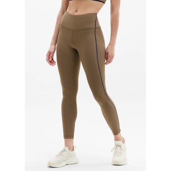 Athleta Interval Stash Laser Cut 7/8 Tights XS Tan Sculpt High Rise Leggings - Picture 1 of 9